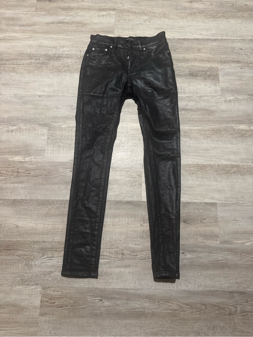 Men's Black Skinny Coated Jeans